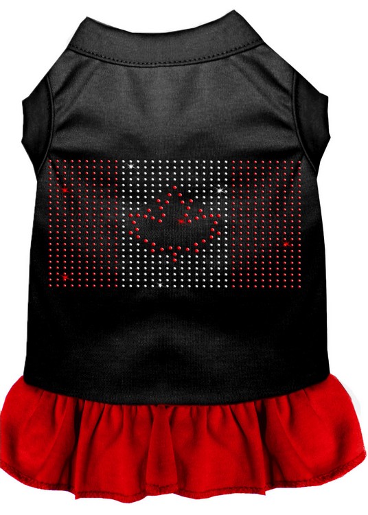 Rhinestone Canadian Flag Dress Black with Red Med